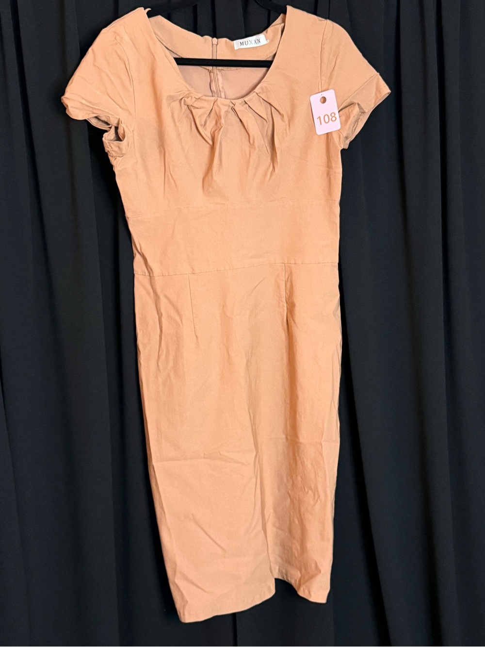 Peach Dress with Scoop Neck